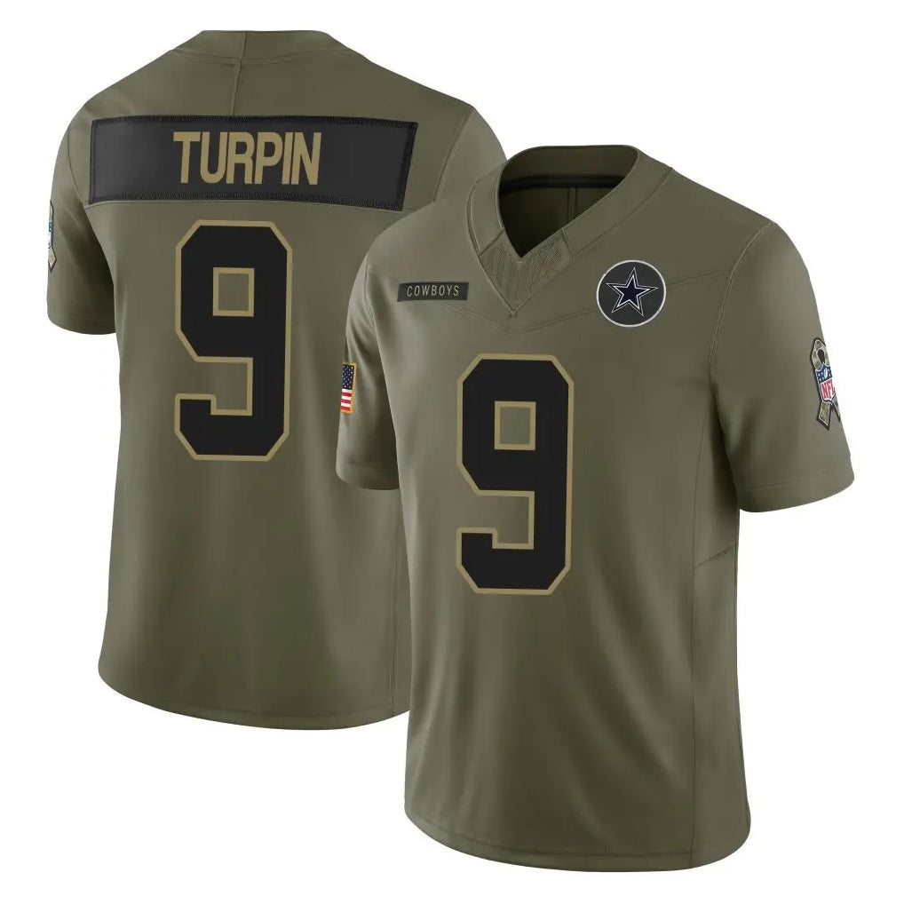 D.Cowboys #9 KaVontae Turpin Player Olive 2025 Salute to Service Limited Home Game Edoa Stitched Jerseys