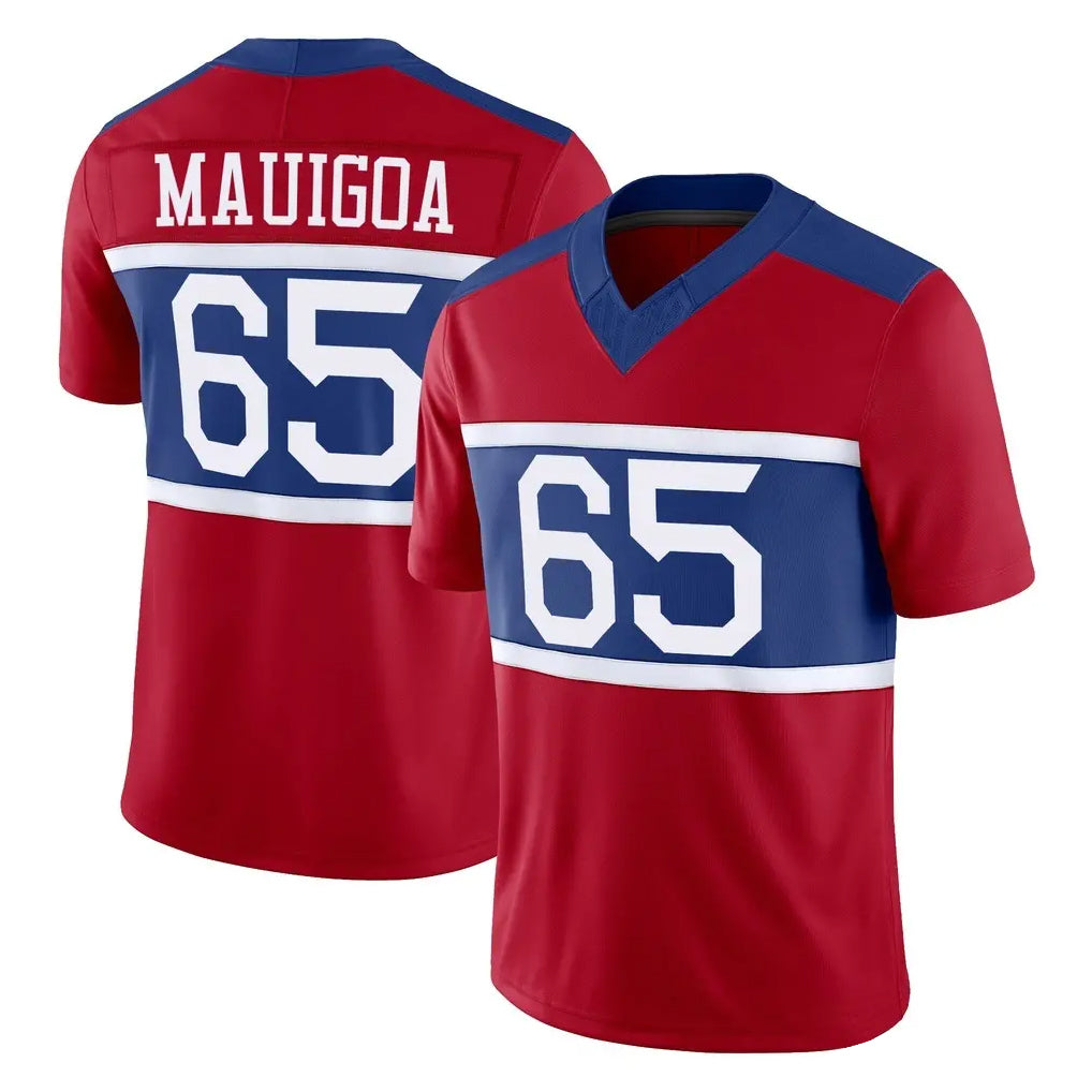 NY.Giants #65 Francis Mauigoa Player Red Century Vapor F.U.S.E. Home Game Edoa Stitched Jerseys