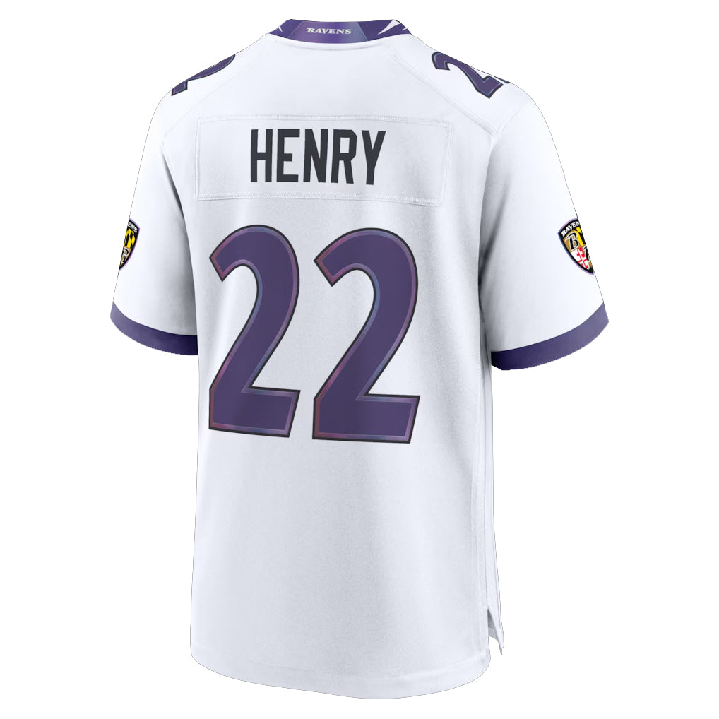 B.Ravens #22 Derrick Henry Player White Home Game Edoa Stitched Jerseys