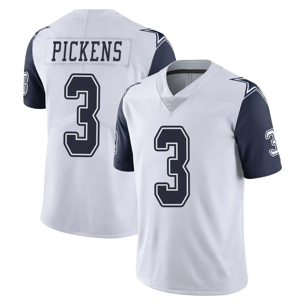 D.Cowboys #3 George Pickens Player White-Navy Limited Color Rush Vapor Untouchable Home Game Edoa Stitched Jerseys