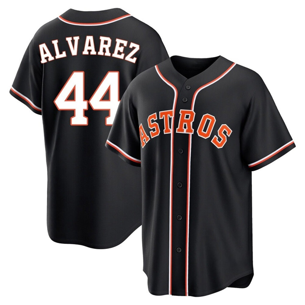 H.Astros #44 Yordan Alvarez Player Black Fashion Out Home Game Edoa Stitched Jerseys