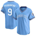 KC.Royals #9 Vinnie Pasquantino Player Light Blue Limited Throwback Cooperstown Collection T-shirt Edoa Stitched Jerseys