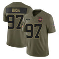 SF.49ers #97 Nick Bosa Player Olive 2025 Salute To Service Limited Home Game Edoa Stitched Jerseys