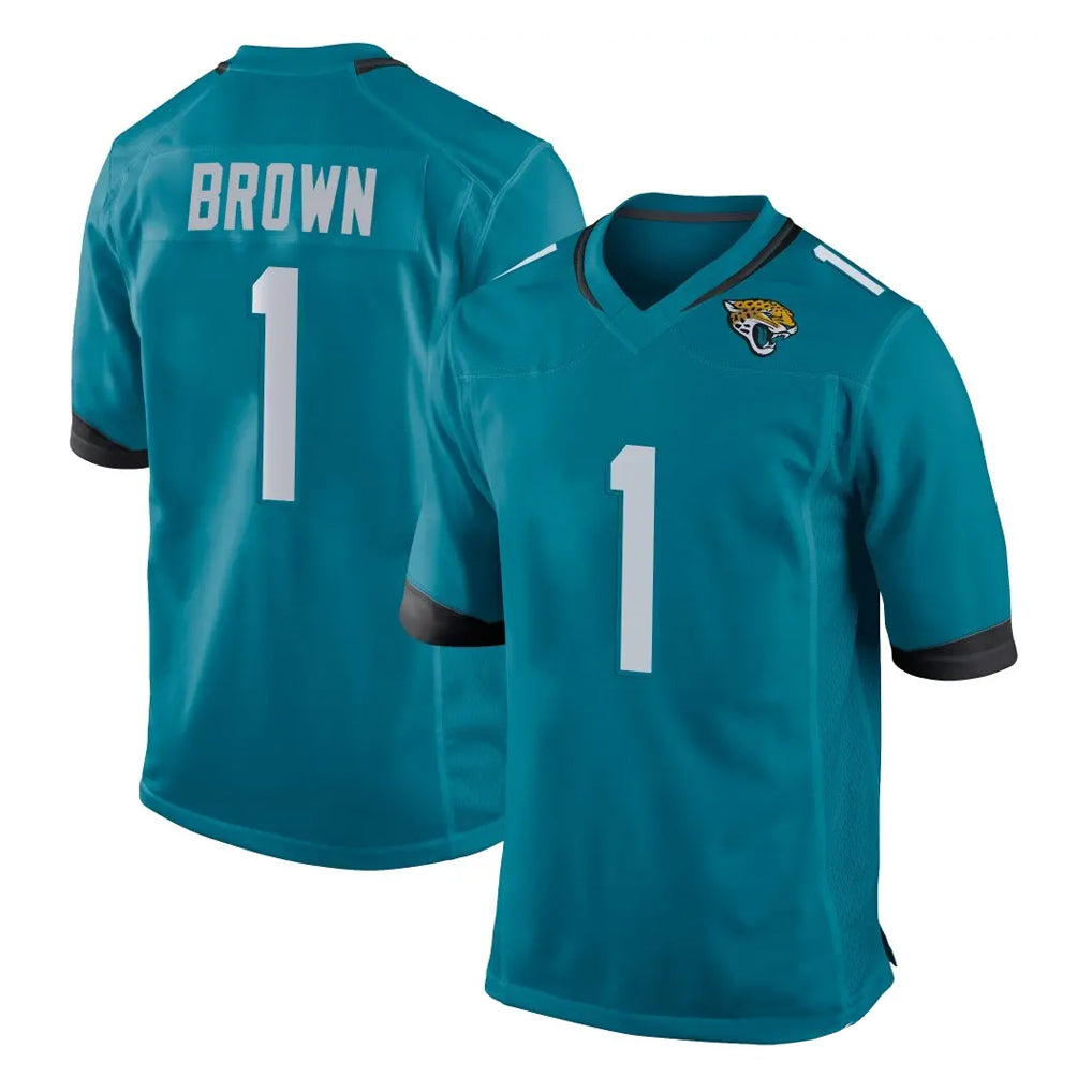 J.Jaguars #1 Montaric Brown Player Teal Home Game Edoa Stitched Jerseys