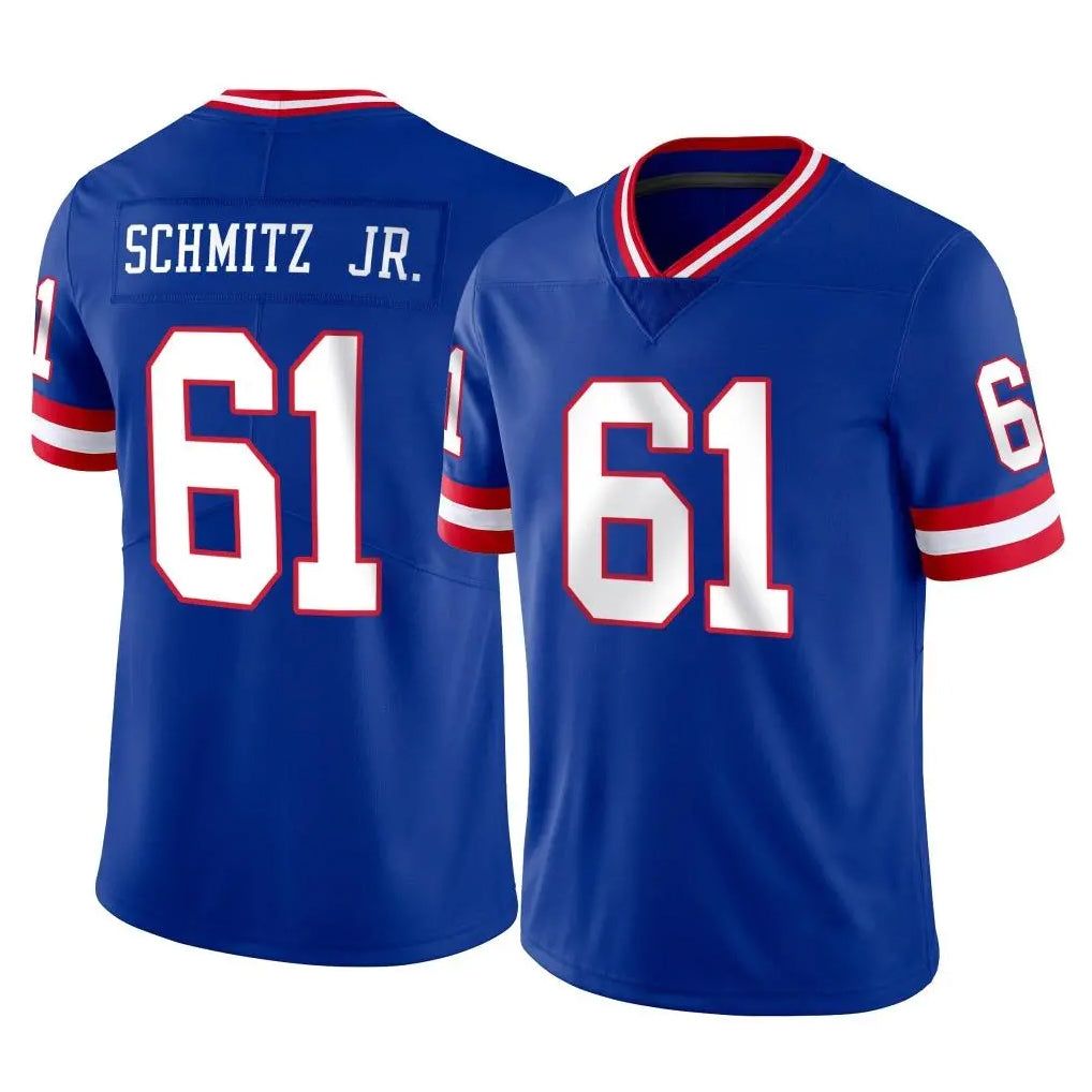 NY.Giants #61 John Michael Schmitz Jr. Player Royal Classic Vapor Home Game Edoa Stitched Jerseys