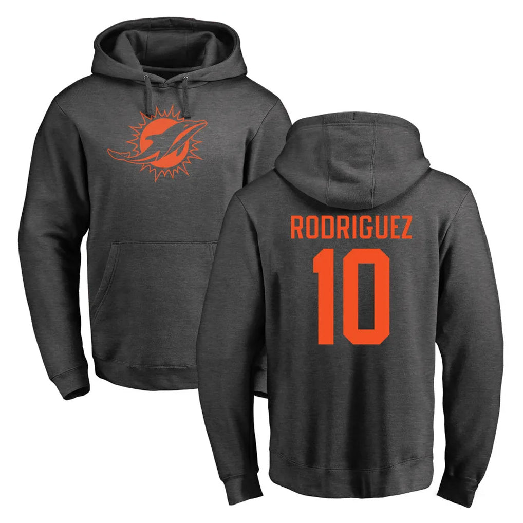 M.Dolphins #10 Jacob Rodriguez Player Darkgray Pullover Hoodies Limited Edoa Stitched Jerseys