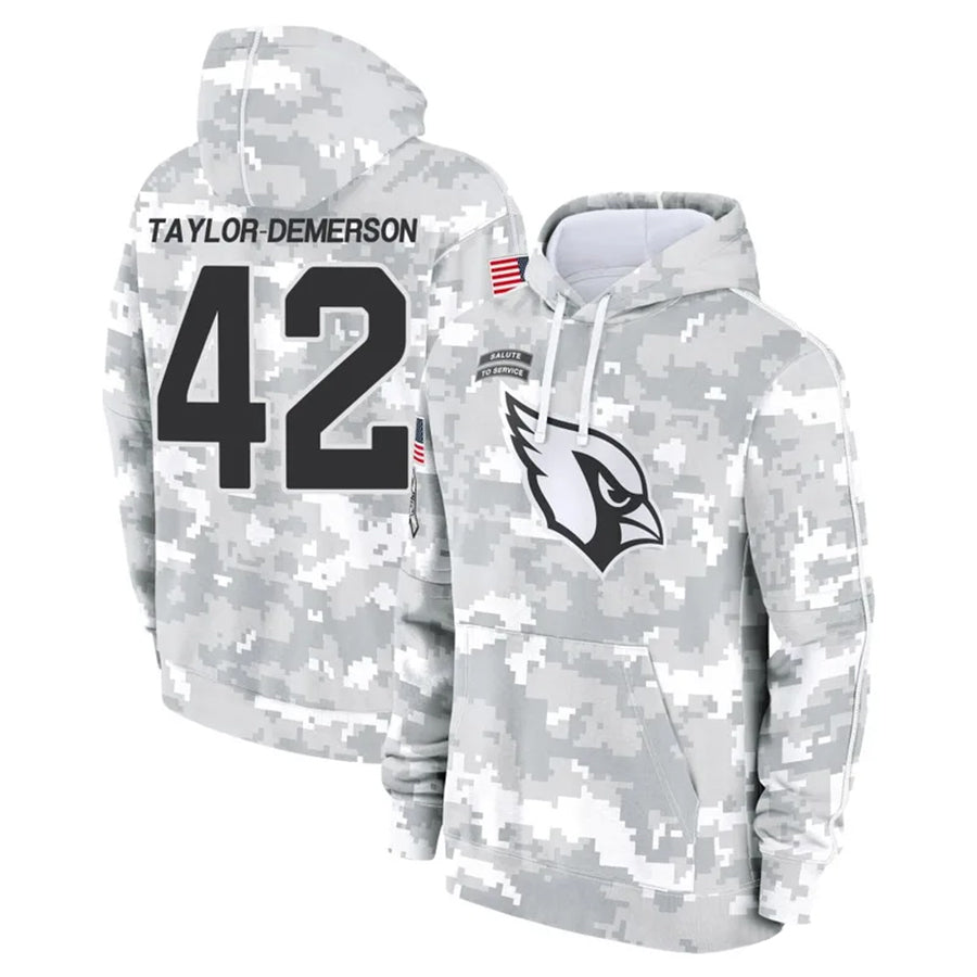 A.Cardinals #42 Dadrion Taylor-Demerson Player Camo Salute to Service Hoodies Edoa Stitched Jerseys