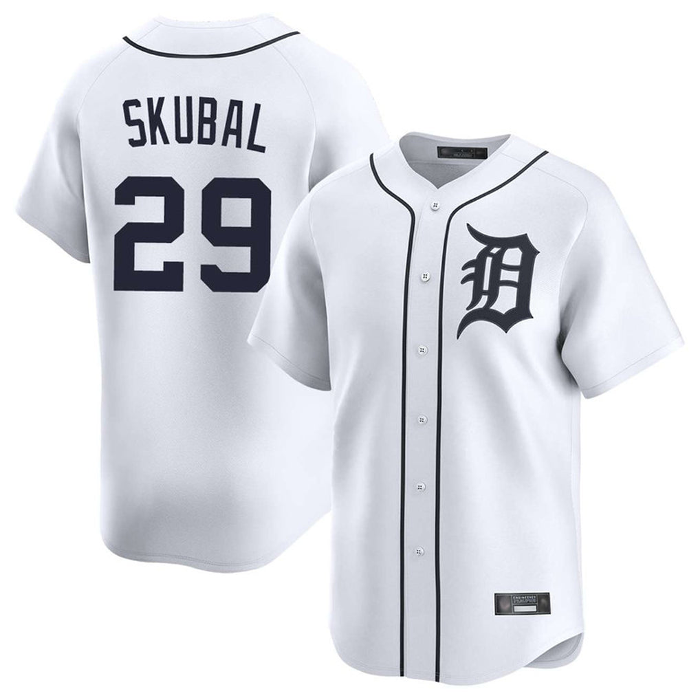 D.Tigers #29 Tarik Skubal Player White Home Limited Edoa Stitched Jerseys