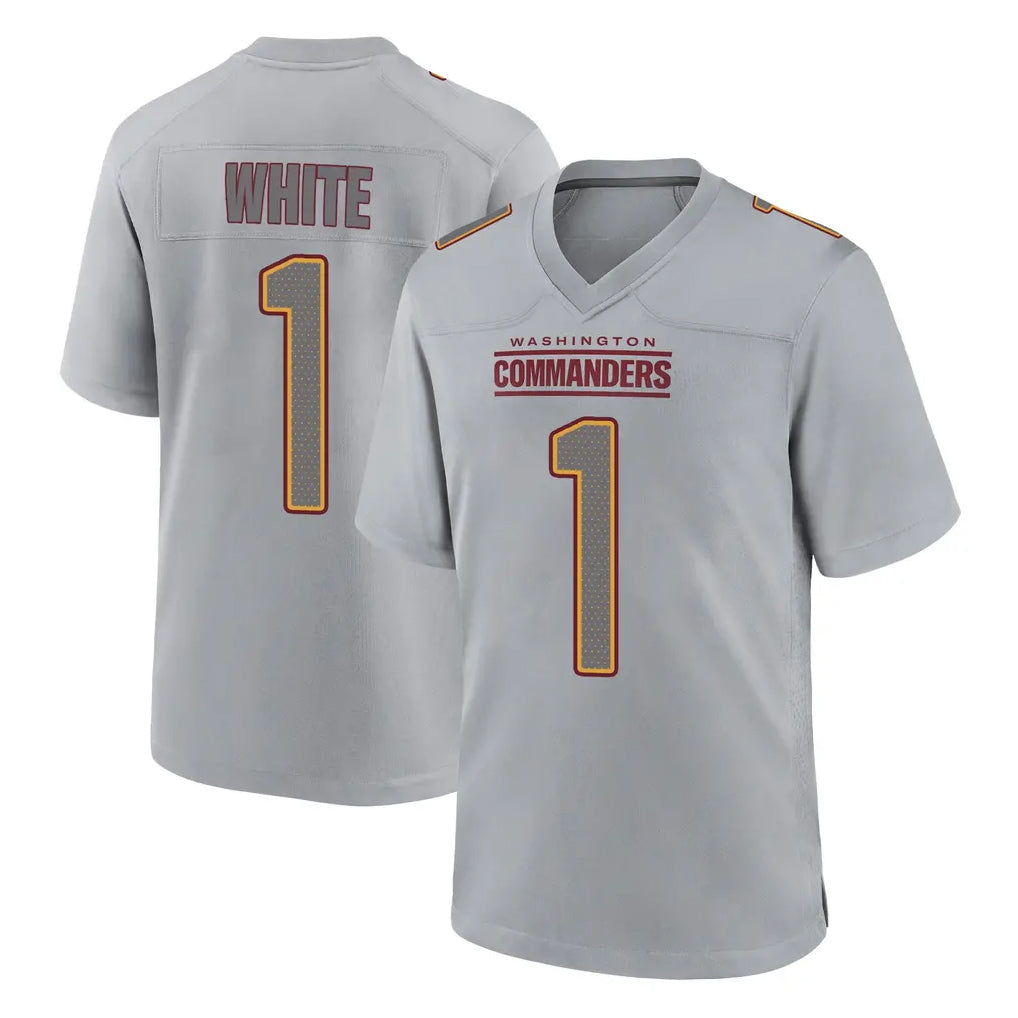 W.Commanders #1 Rachaad White Player Gray Atmosphere Fashion Home Game Edoa Stitched Jerseys