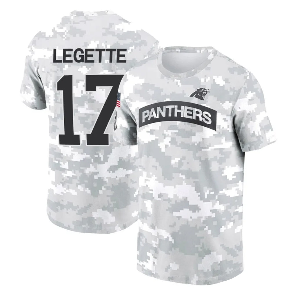 C.Panthers #17 Xavier Legette Player Arctic Camo Salute to Service T-Shirt Hoodies Edoa Stitched Jerseys