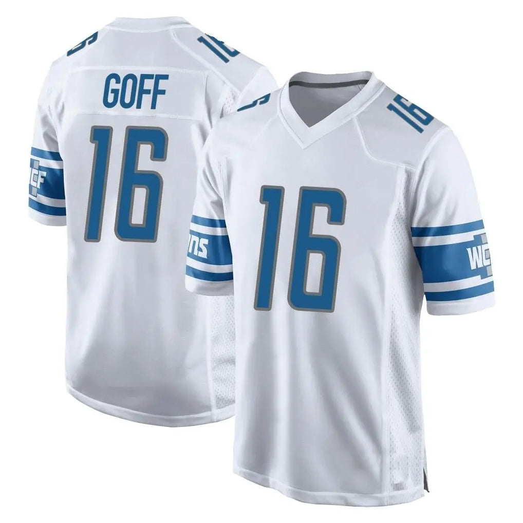 D.Lions #16 Jared Goff Player White Home Game Edoa Stitched Jerseys