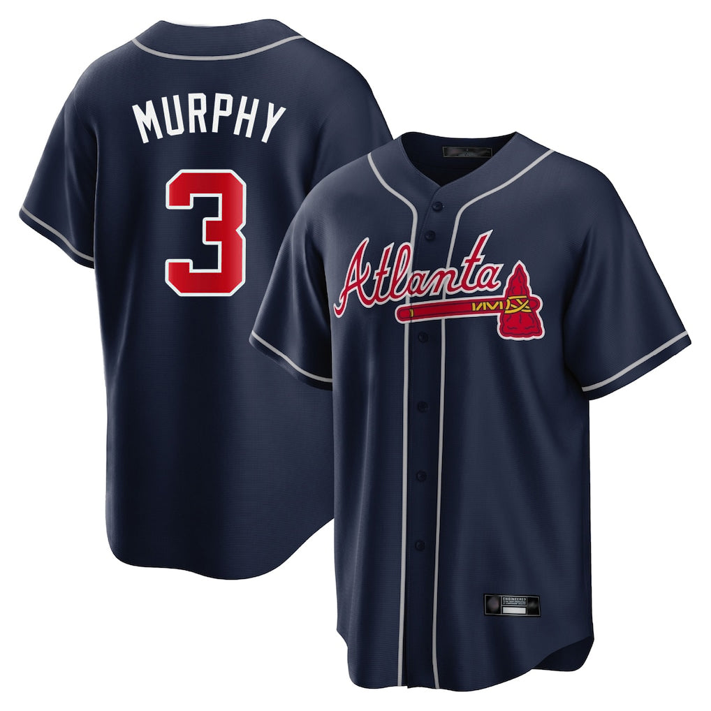 A.Braves #3 Dale Murphy Player Navy Home Game Edoa Stitched Jerseys