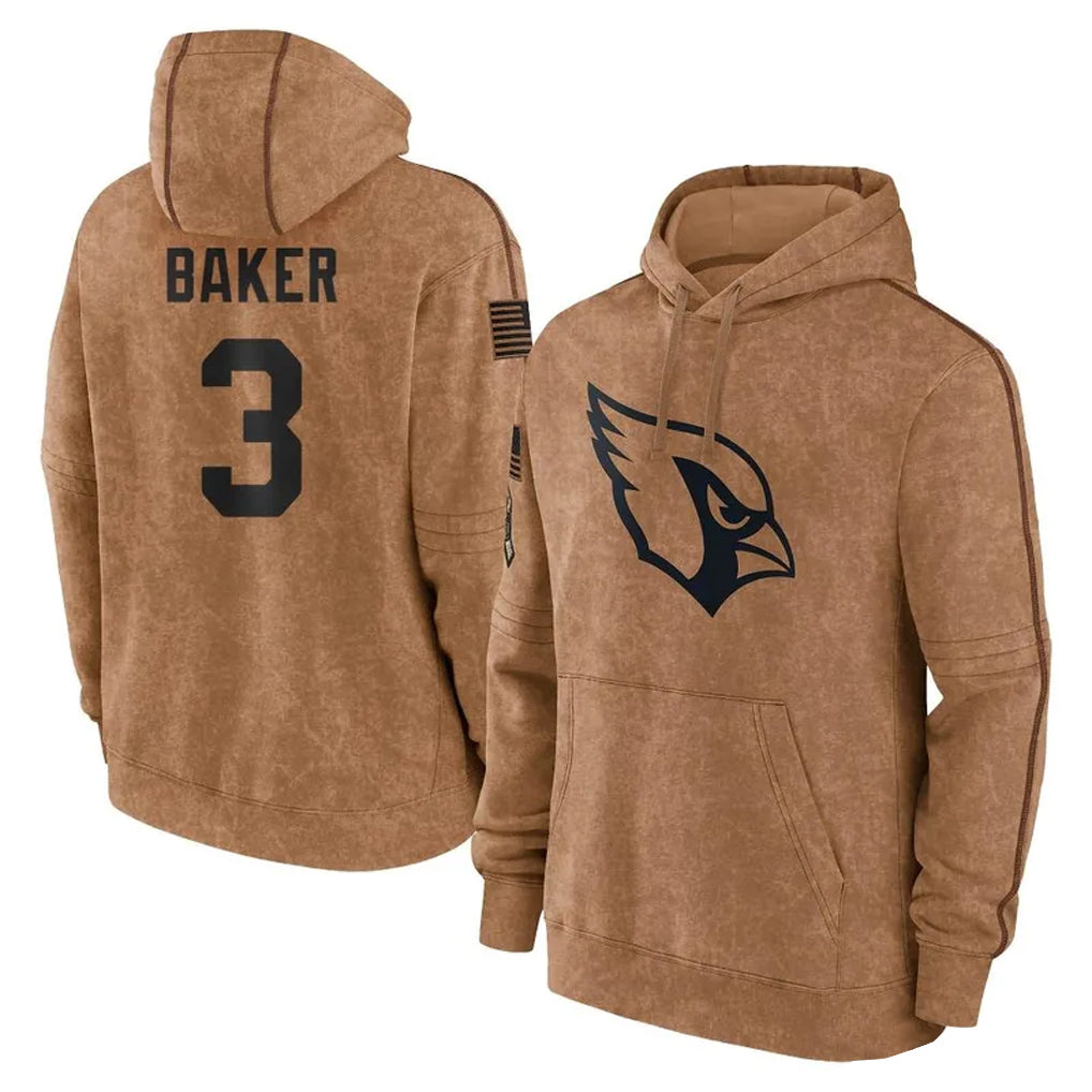 A.Cardinals #3 Budda Baker Player Brown Salute To Service Limited Hoodies Edoa Stitched Jerseys