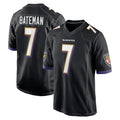 B.Ravens #7 Rashod Bateman Player Black Home Game Edoa Stitched Jerseys