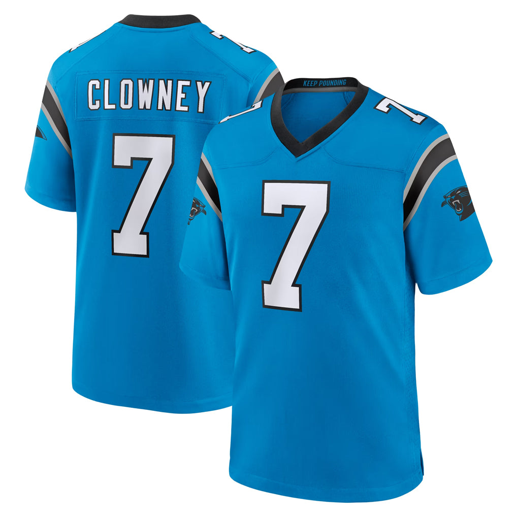 C.Panthers #7 Tre'von Moehrig Player Blue Home Game Edoa Stitched Jerseys