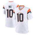 D.Broncos #10 Bo Nix Player White Home Game Edoa Stitched Jerseys