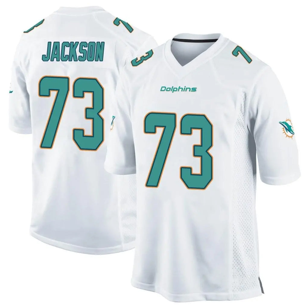 M.Dolphins #73 Austin Jackson Player White Home Game Edoa Stitched Jerseys