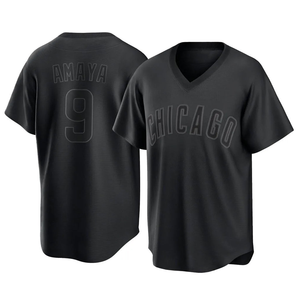 C.Cubs #9 Miguel Amaya Player Black T-shirt Home Game Edoa Stitched Jerseys