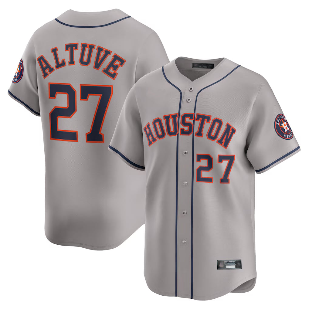 H.Astros #27 Jose Altuve Player Gray Home Limited Edoa Stitched Jerseys