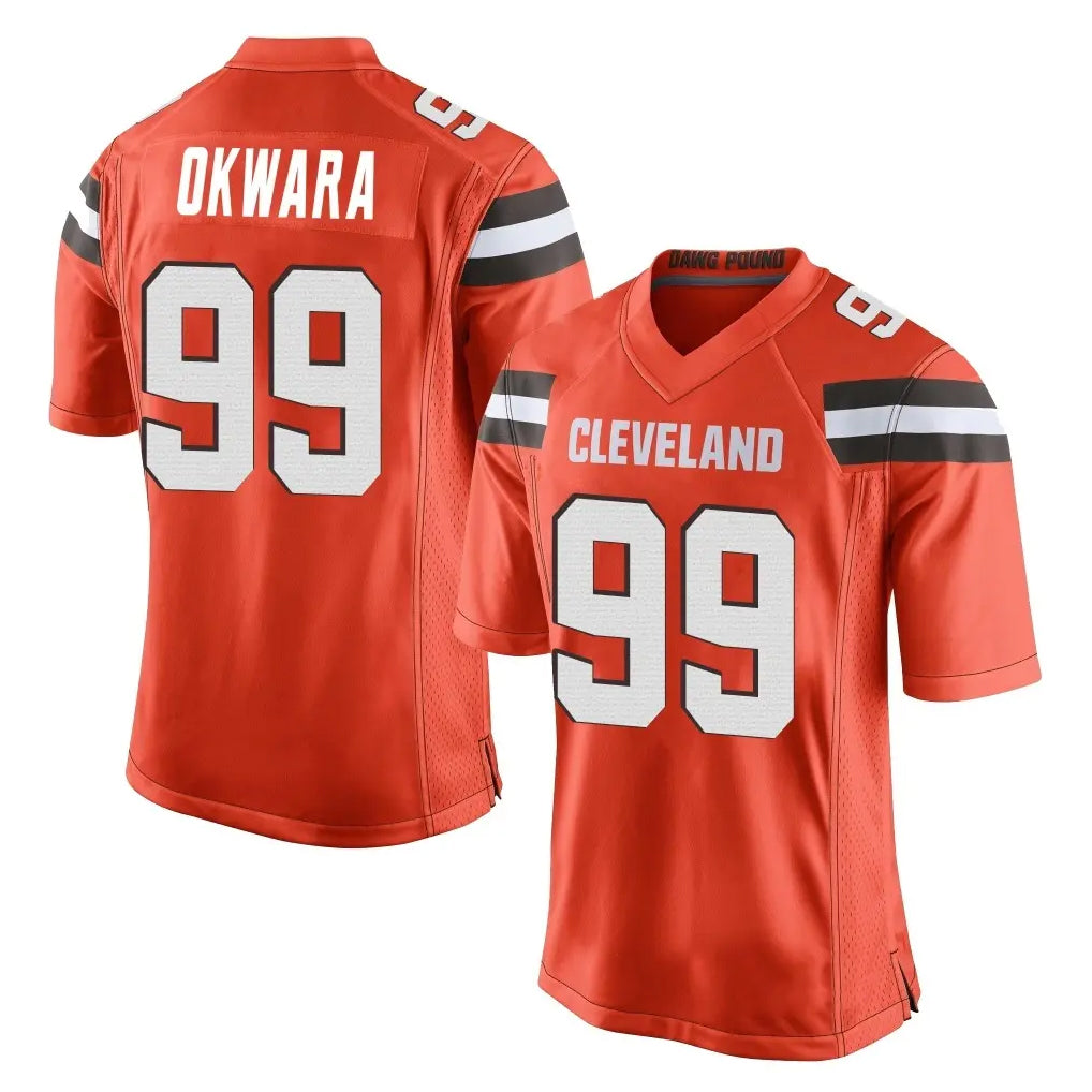 C.Browns #99 Julian Okwara Player Orange Vapor Limited Home Game Edoa Stitched Jerseys