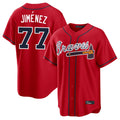 A.Braves #77 Joe Jimenez Player Red Home Game Edoa Stitched Jerseys