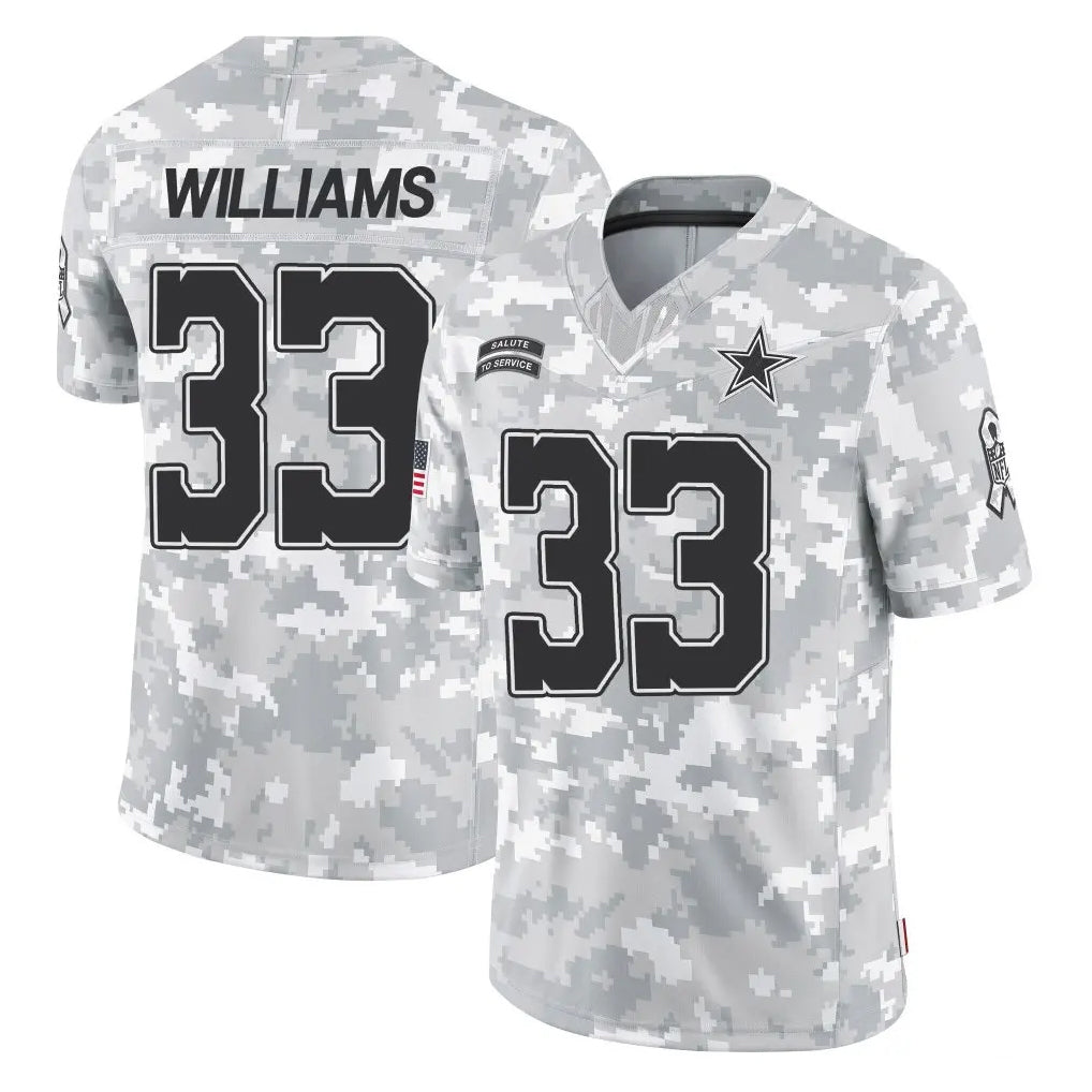 D.Cowboys #33 Javonte Williams Player Arctic Camo Salute to Service Limited Home Game Edoa Stitched Jerseys