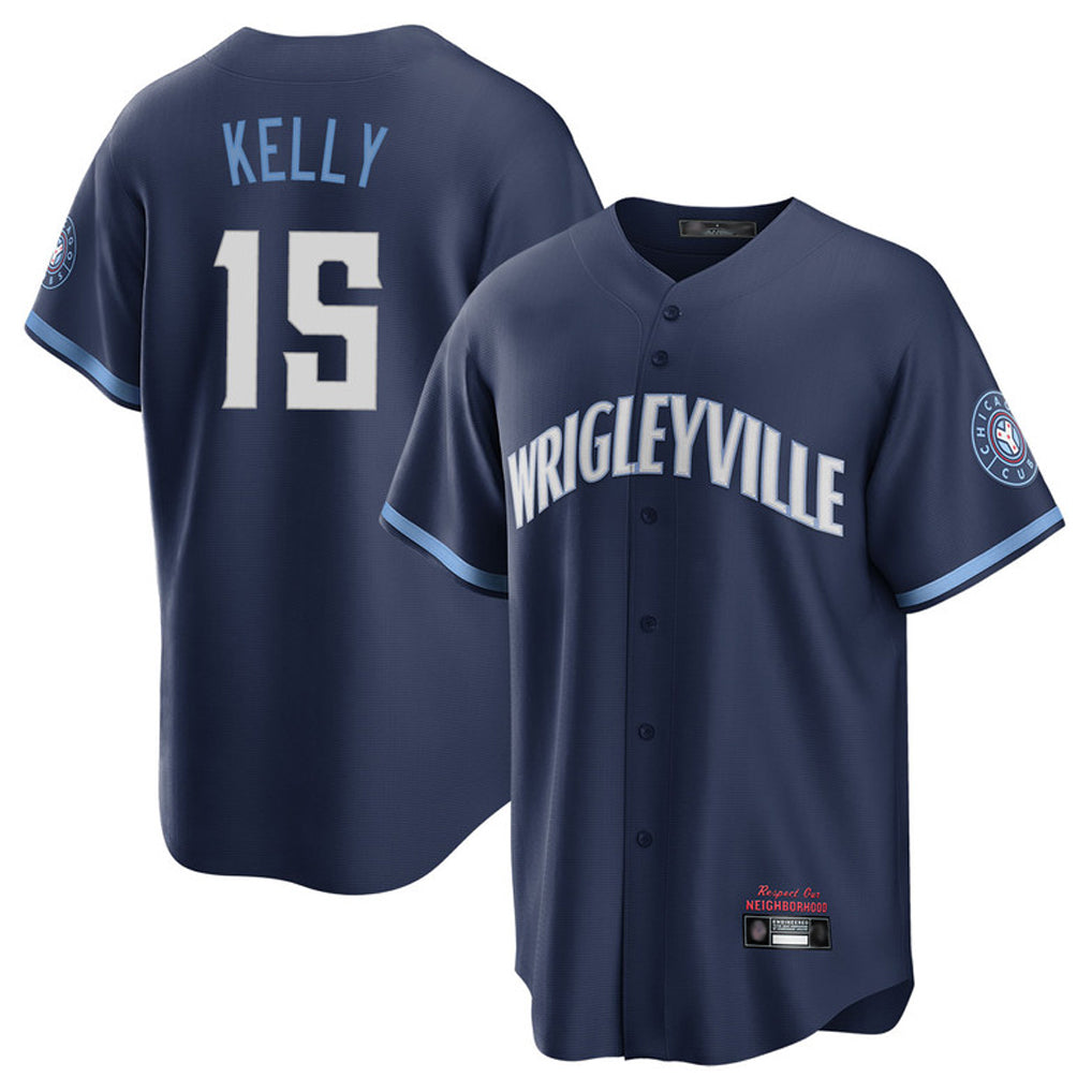 C.Cubs #15 Carson Kelly Player Navy City Connect Home Game Edoa Stitched Jerseys