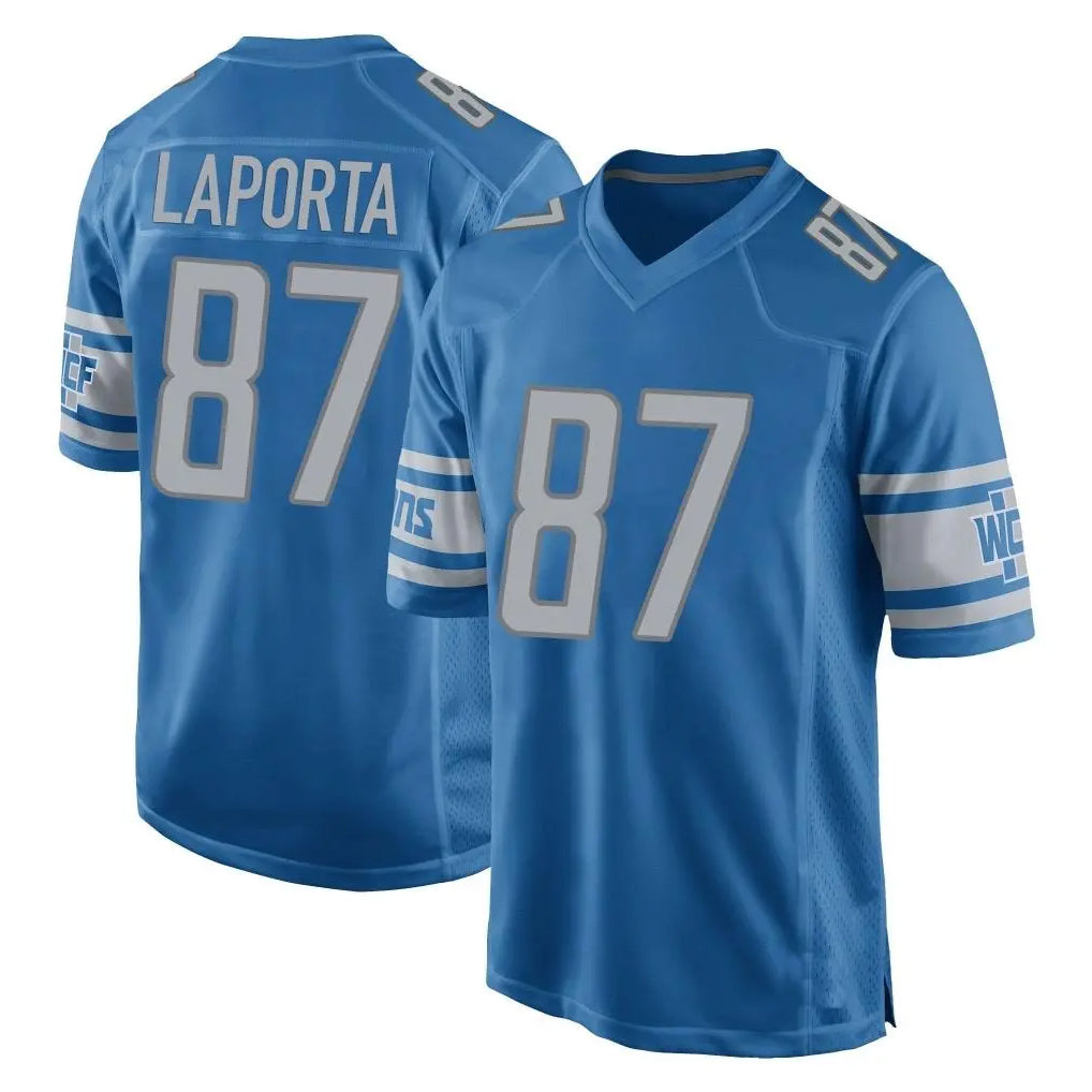 D.Lions #87 Sam LaPorta Player Blue Home Game Edoa Stitched Jerseys