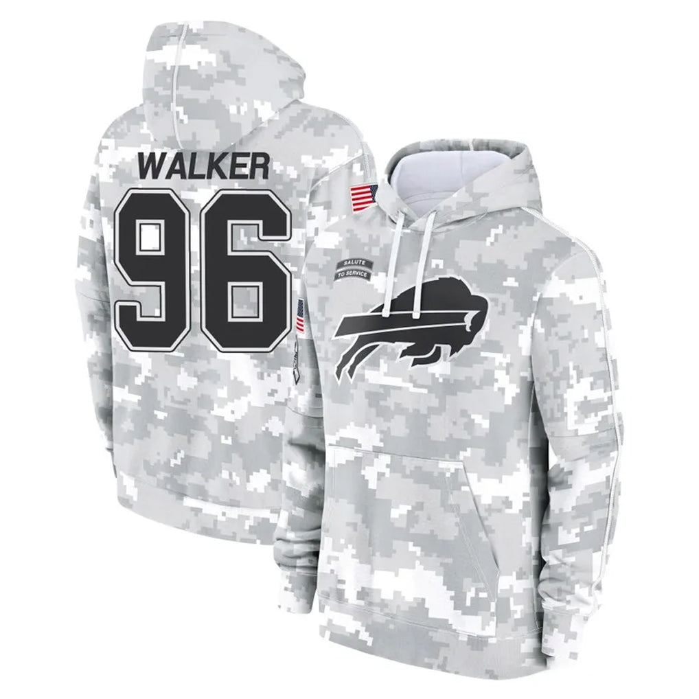 B.Bills #96 Deone Walker Player Arctic Camo Salute to Service Hoodies Edoa Stitched Jerseys