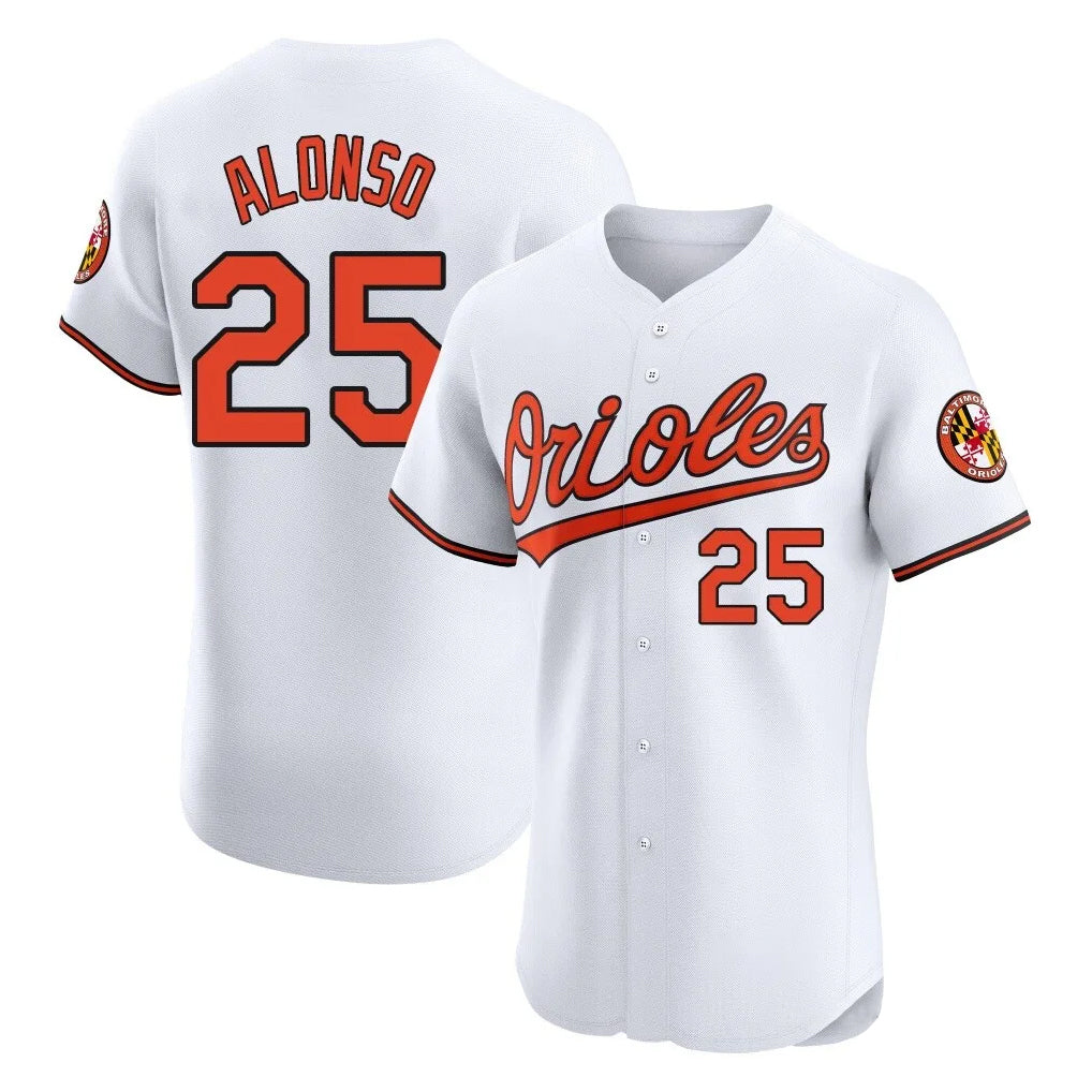 B.Orioles #25 Pete Alonso Player White Limited Elite Home Game Edoa Stitched Jerseys