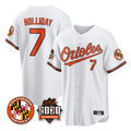 B.Orioles #7 Jackson Holliday Player White 30th Anniversary of 2131 Home Game Edoa Stitched Jerseys