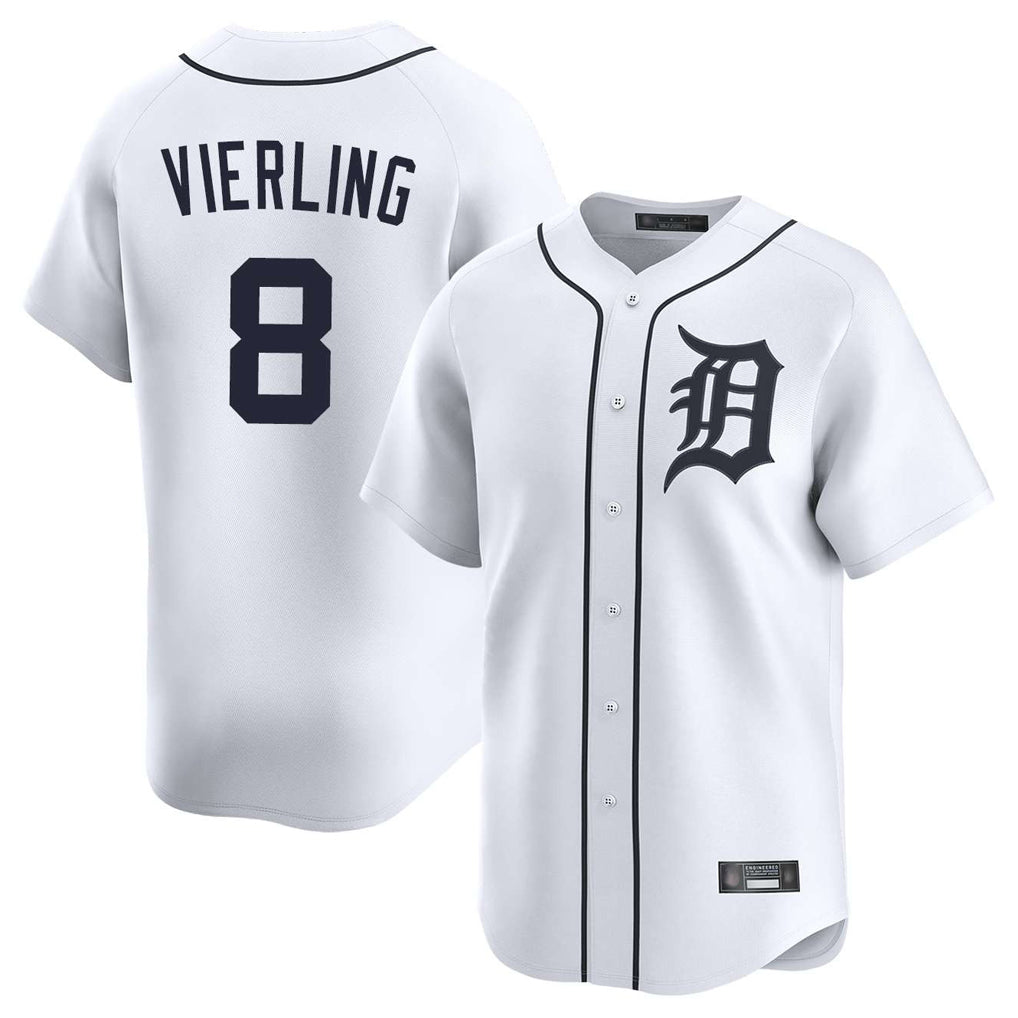 D.Tigers #8 Matt Vierling Player White Home Limited Edoa Stitched Jerseys