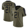 NY.Jets #21 Brandon Stephens Player Olive Salute To Service Limited Game Edoa Stitched Jerseys