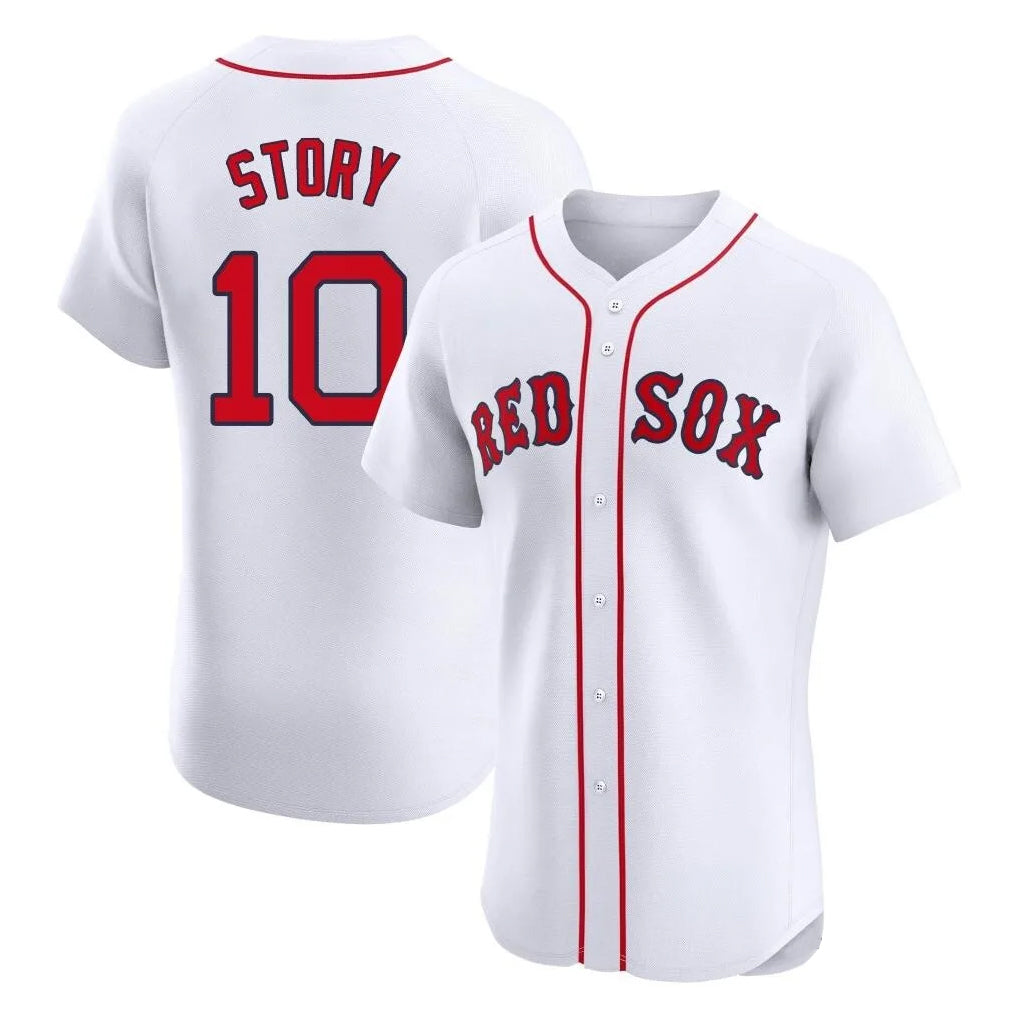 B.Red Sox #10 Trevor Story Player White Limited Elite Home Game Edoa Stitched Jerseys