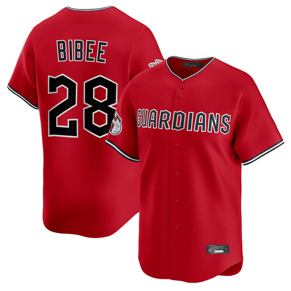 C.Guardians #28 Tanner Bibee Player Red Limited Home Edoa Stitched Jerseys