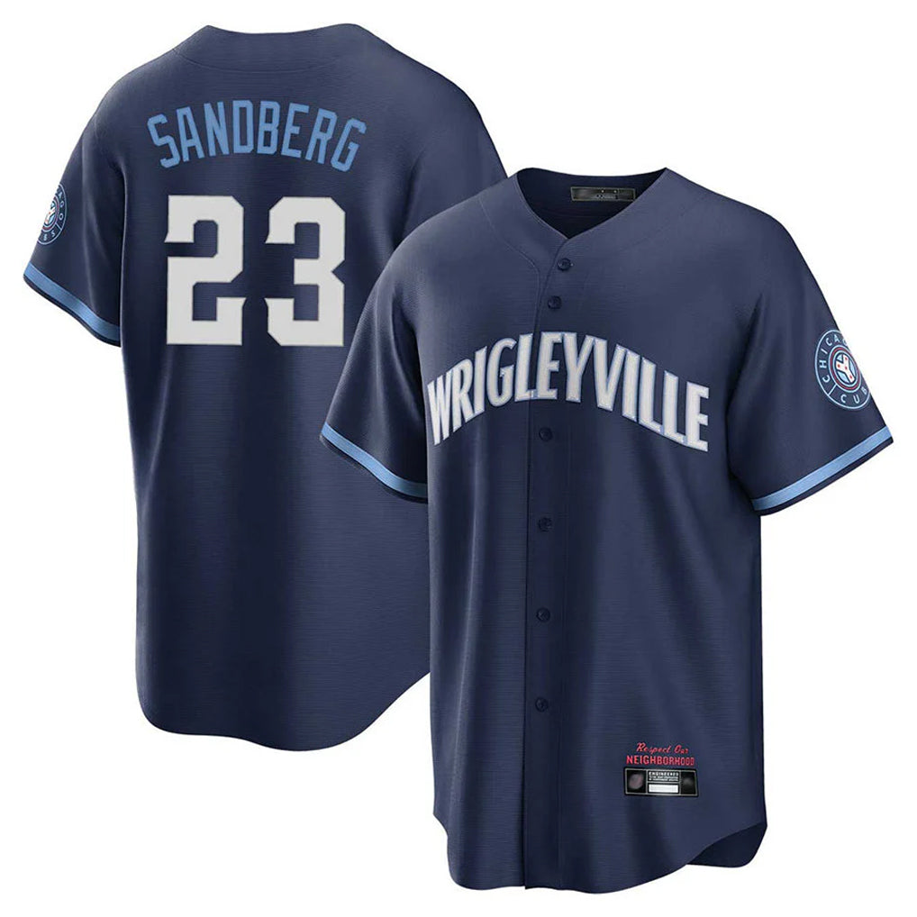 C.Cubs #23 Ryne Sandberg Player Navy City Connect Home Game Edoa Stitched Jerseys