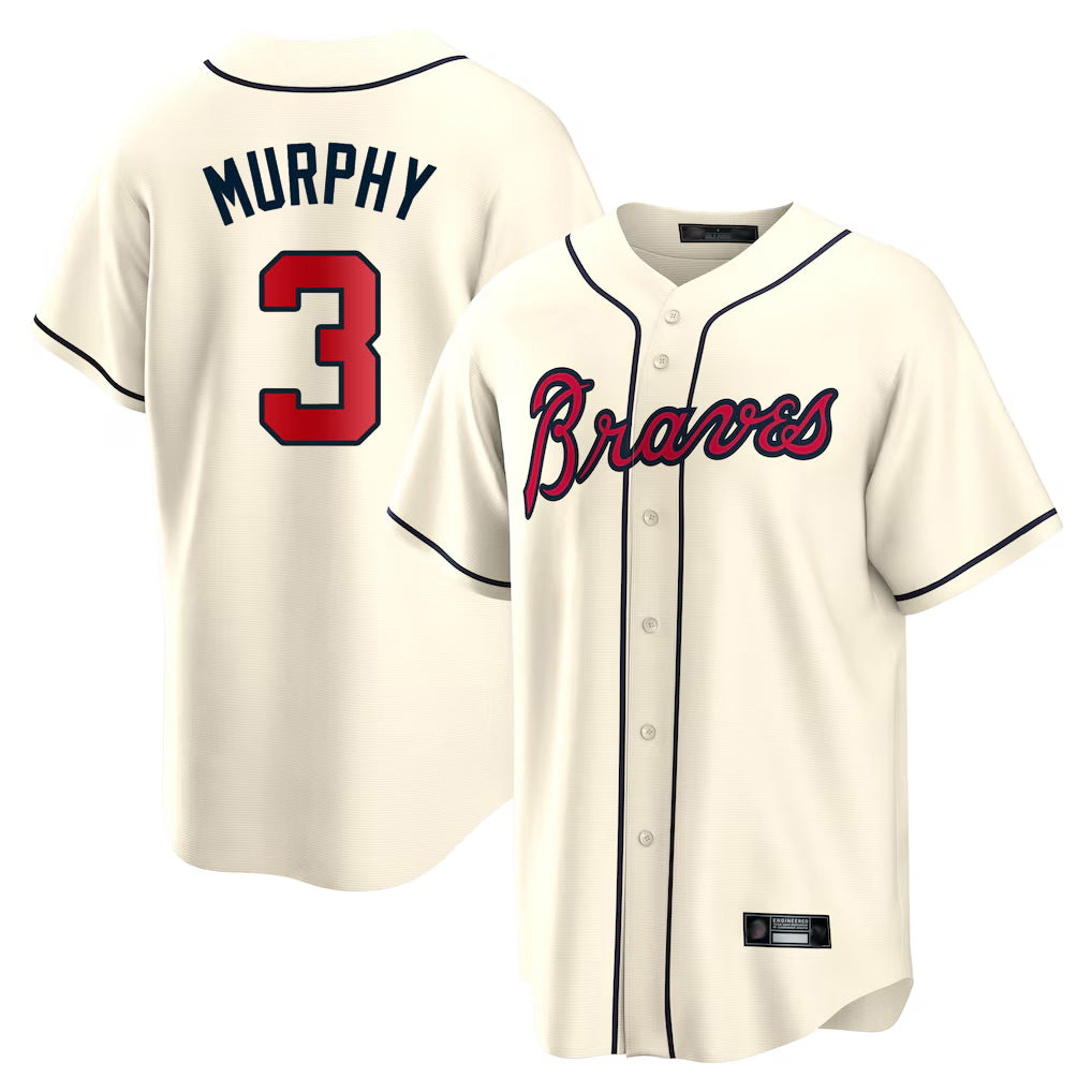 A.Braves #3 Dale Murphy Player Cream Home Game Edoa Stitched Jerseys