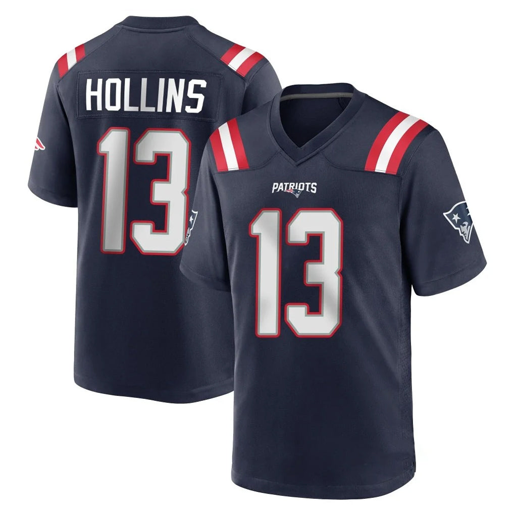 NE.Patriots #13 Mack Hollins Player Navy Home Game Edoa Stitched Jerseys