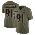 B.Ravens #91 Trey Hendrickson Player Olive Salute To Service Limited Home Game Edoa Stitched Jerseys