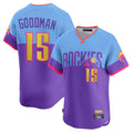 C.Rockies #15 Hunter Goodman Player Purple-Light Blue City Connect Limited Home T-shirt Edoa Stitched Jerseys
