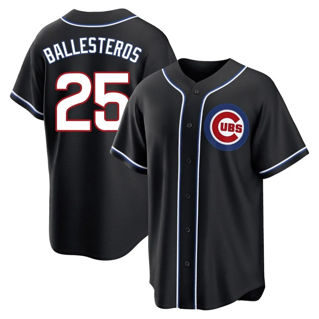 C.Cubs #25 Mois¨¦s Ballesteros Player Black Fashion Out Game Edoa Stitched Jerseys
