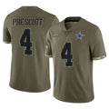 D.Cowboys #4 Dak Prescott Player Olive Salute to Service Limited Game Edoa Stitched Jerseys