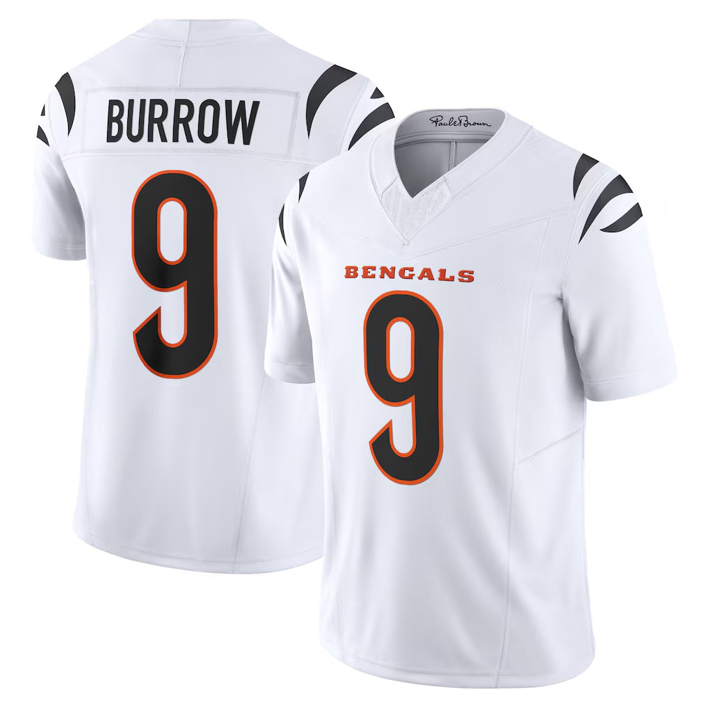 C.Bengals #9 Joe Burrow Player White Vapor F.U.S.E. Limited Home Game Edoa Stitched Jerseys