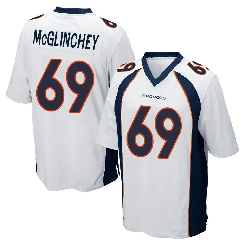 D.Broncos #69 Mike McGlinchey Player White Game Edoa Stitched Jerseys