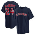 C.Guardians #24 Triston McKenzie Player Navy Game Home Edoa Stitched Jerseys