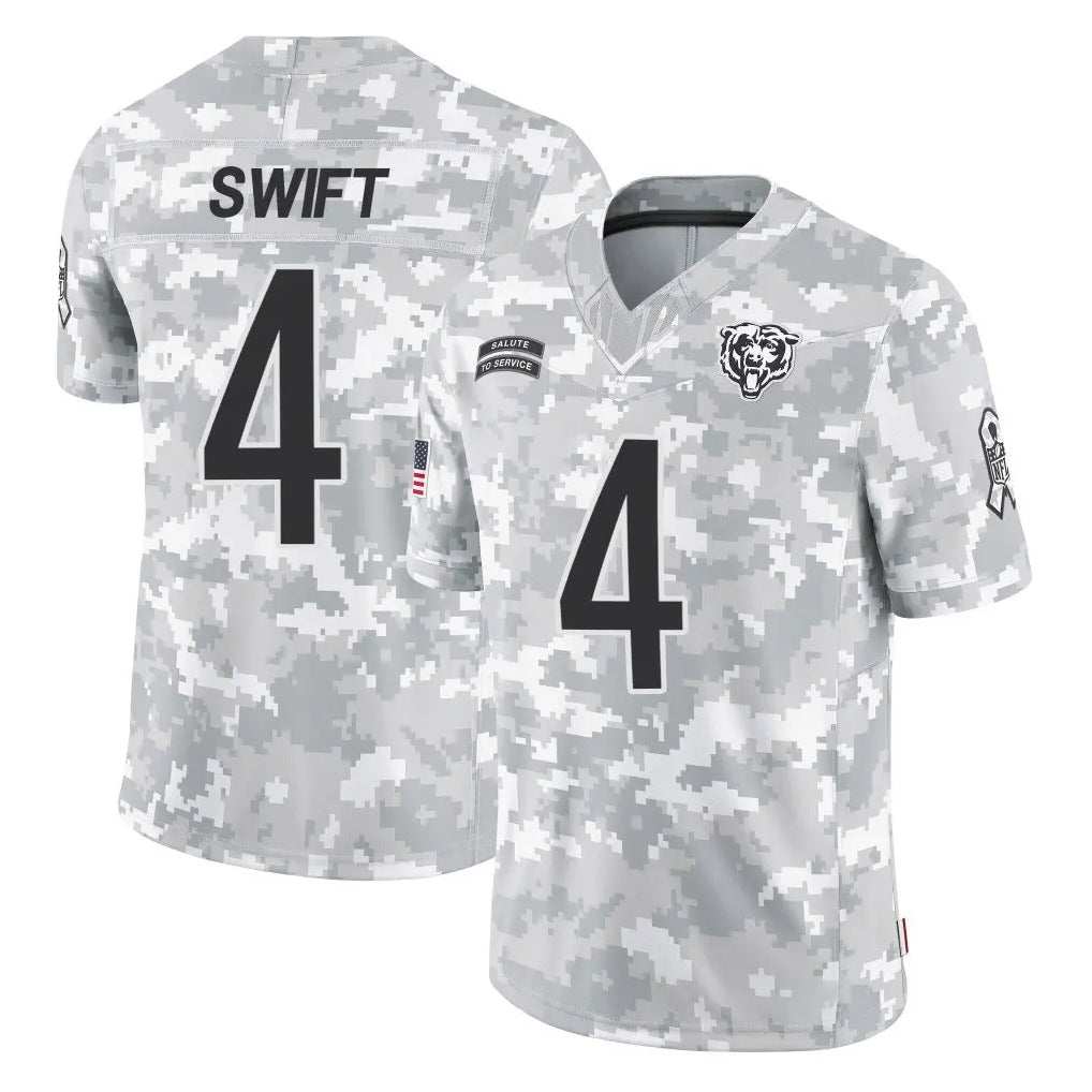 C.Bears #4 D'Andre Swift Player Arctic Camo Salute to Service Limited Edoa Stitched Jerseys