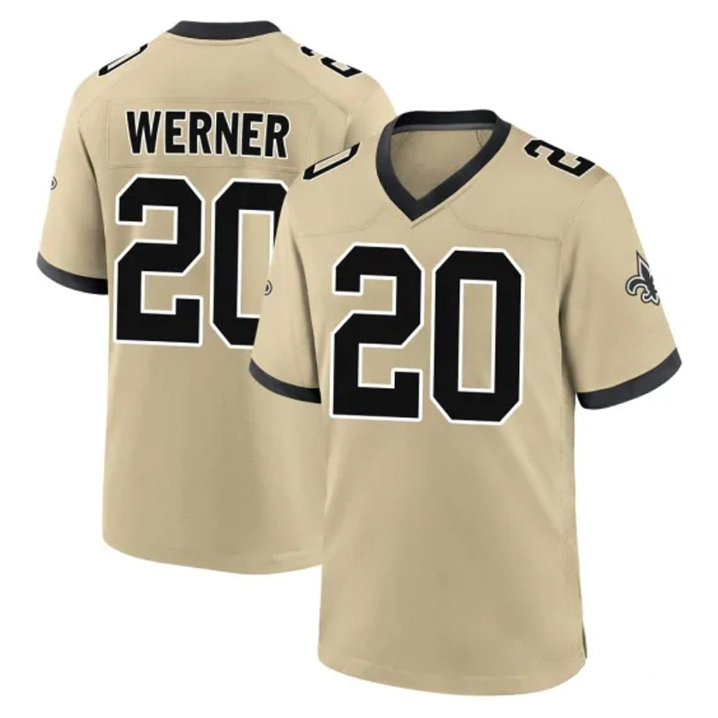 NO.Saints #20 Pete Werner Player Gold Home Game Edoa Stitched Jerseys