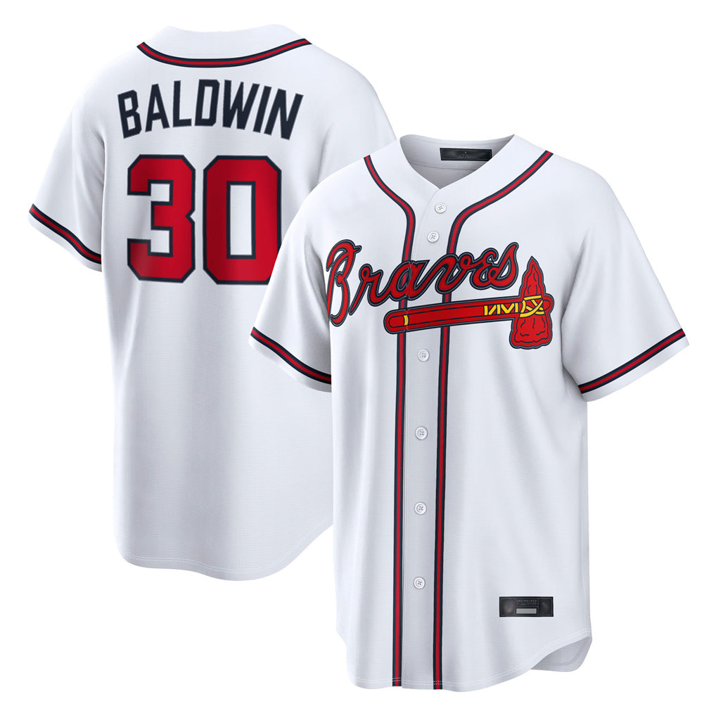 A.Braves #30 Drake Baldwin Player White Home Game Edoa Stitched Jerseys
