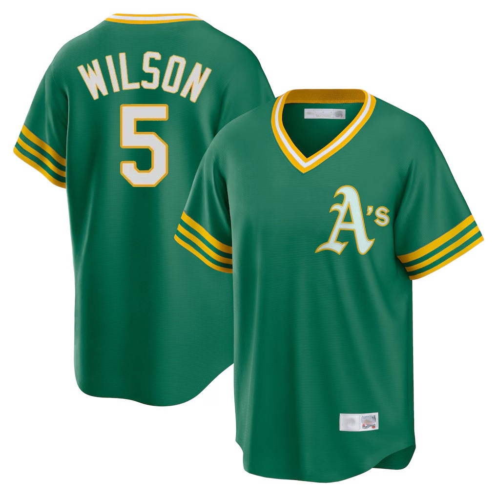 Athletics #5 Jacob Wilson Player Kelly Green Cooperstown Collection T-shirt Game Edoa Stitched Jerseys