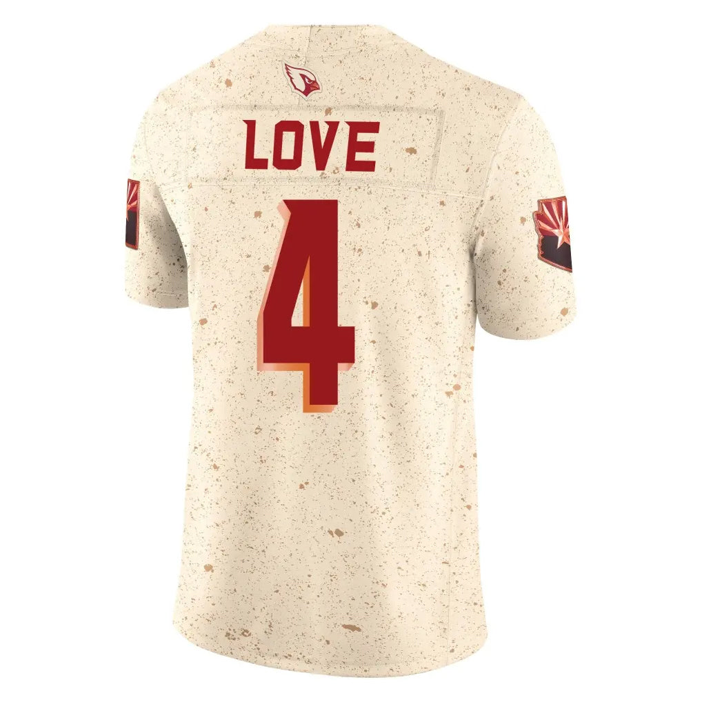 A.Cardinals #4 Jeremiyah Love Player Cream Rivalries Collection Vapor Limited Home Game Edoa Stitched Jerseys